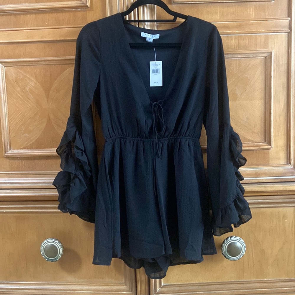 Favlux Black Gothic Romper Bell Sleeves Sz S